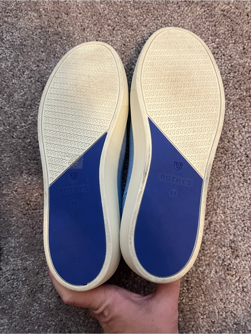 Rothy's Light Blue Slip-On Sneakers with Orange Accent - Picture 3 of 3